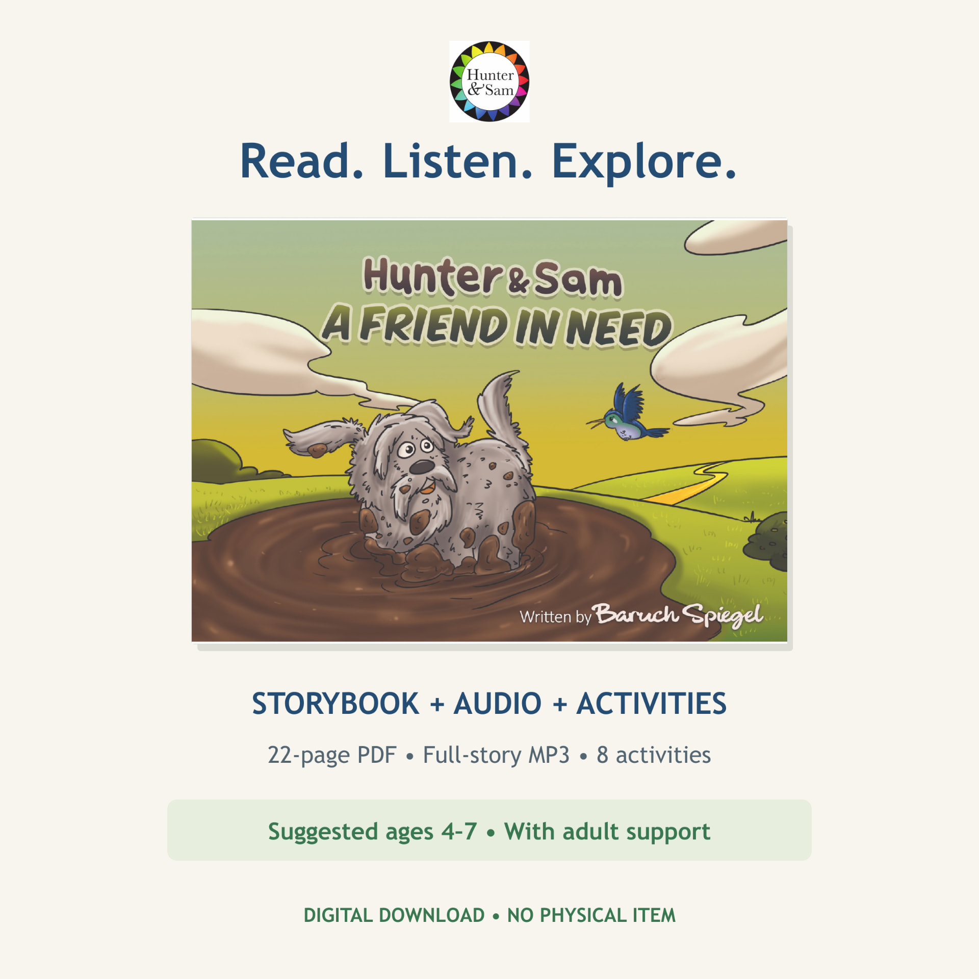 Hunter & Sam: A Friend in Need storybook, audio and activities bundle